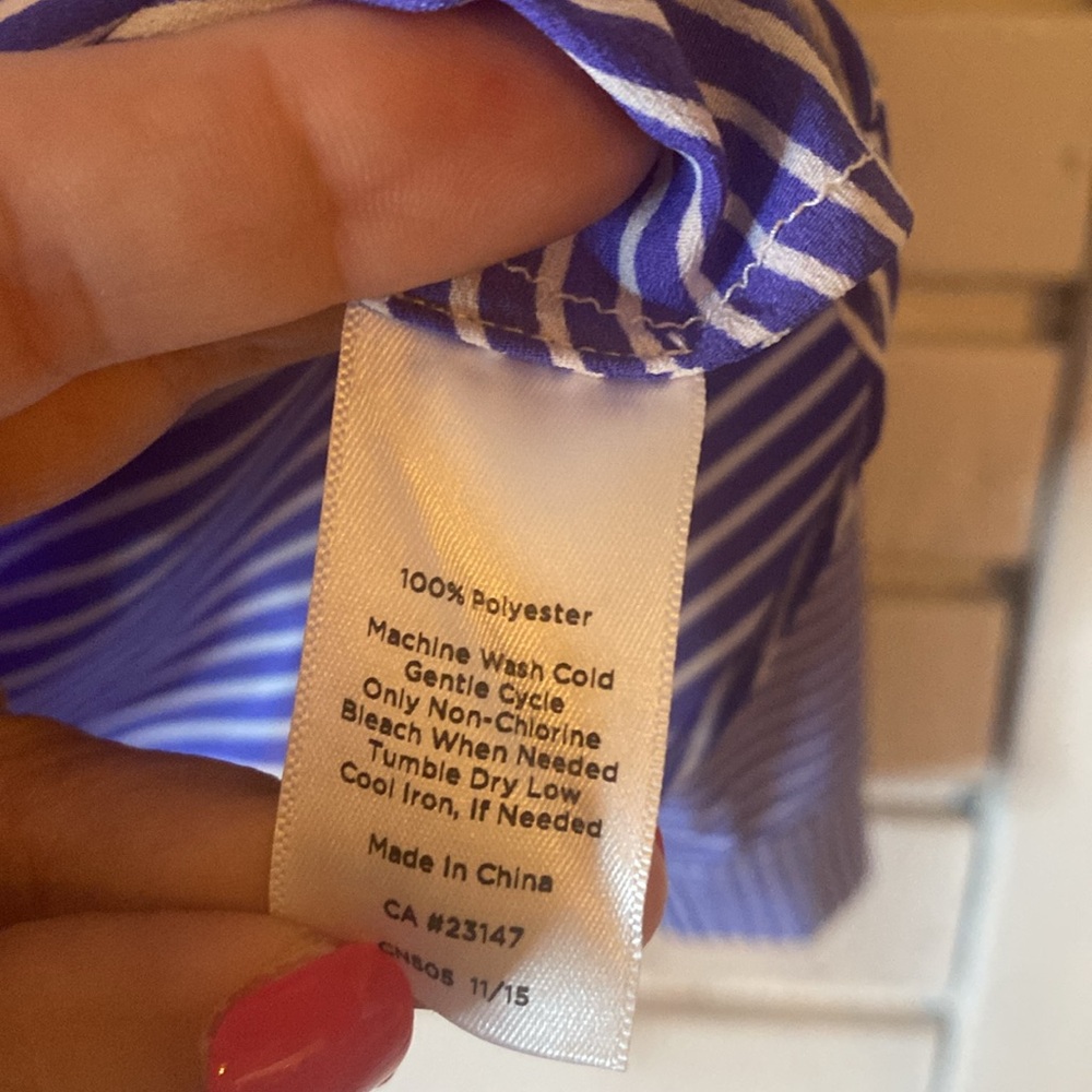 Talbots Striped Button Front Split Neck Blouse Ti… - image 6